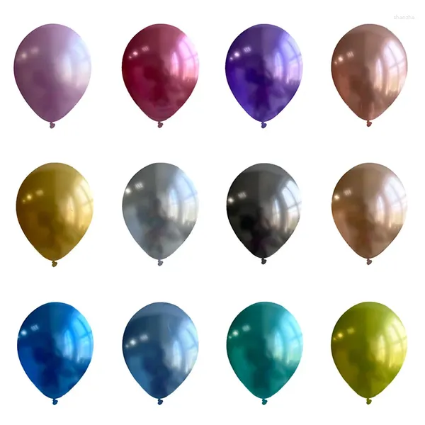 Partydekoration 50pcs 10 Zoll Chrom Metal Latex Ballon Gold Silber Green Blue Hochzeit alles Gute zum Geburtstag Metallic Ballon