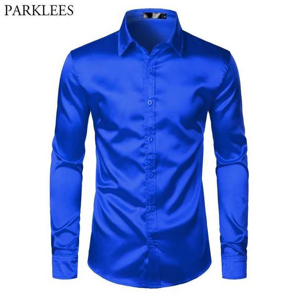 Camisas de vestido masculinas Z5ru Camisas de seda azul Men 2023 Luxury Brand New Slim Fit Mens Dress Dress Camisetas de casamento Camisa casual Chemise D240507