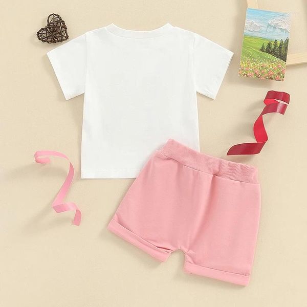 Set di abbigliamento 2 pezzi per bambini per bambini outfit di compleanno per lettere a maniche corte top pantaloni da jogger set di vestiti estivi