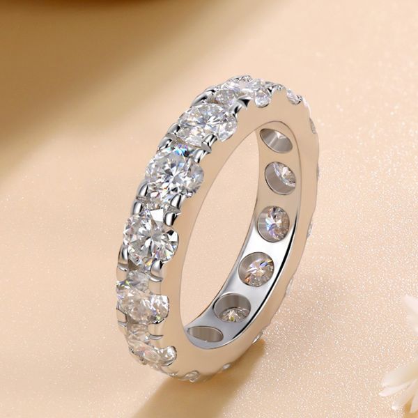 Homens de luxo Mulheres tocam jóias 925 prata esterlina 18K Branco de ouro Braadded Pass Test 4mm Reda de diamante redonda de moissanite para homens Mulheres Bom tamanho de presente 5-11