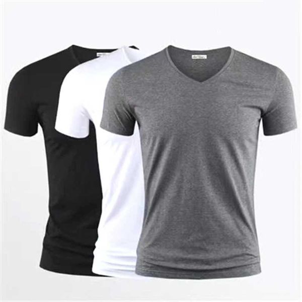 T-shirt maschile 2024 T-shirt da uomo Solido a V-Short Short Seven Top TS Black Stretto H240508