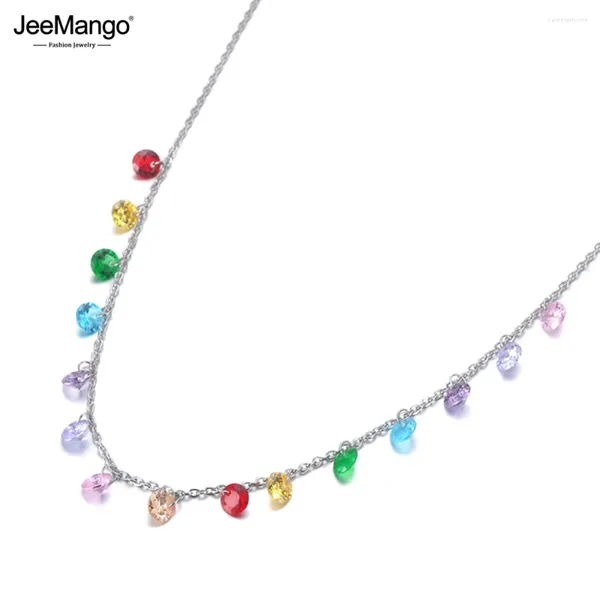 Correntes Jeimango Fashion Bohemia Aço inoxidável colorido colorido Colar Cristal Charklace Summer Beach Pinging for Women JN19125