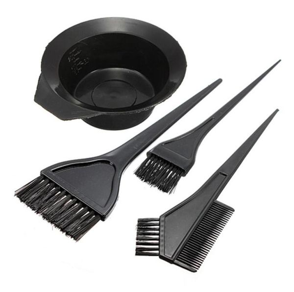 1 set 4pcs saç boyası boyama fırçası tarak siyah plastik karıştırma kasesi berber salon tonu kuaför renk stil araçları 6337569