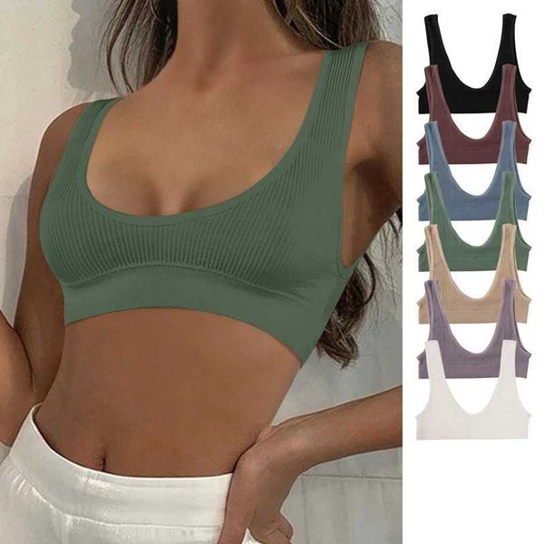 Tanques femininos Mulheres Mulheres Sexy Bra Tops sem costura Beleza Back Bra Wire Free Brassiere Rib Bralette Yoga Fitness Bras Peitos pequenos Intimatesole