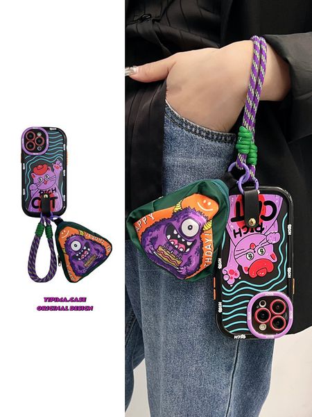 Corpo de mão de gato da fortuna para maçã 15 capa de telefone iphone14/13 crossbody strap 12 monster bolsa 11 capa de telefone feminina