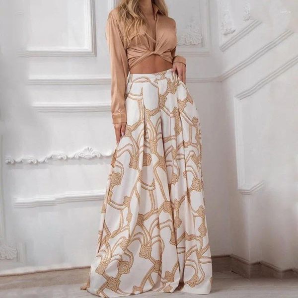 Abiti da lavoro wepbel set di abiti sexy set da donna top corti a maniche lunghe grandi gonne swing abito midriff outfit allacciata con gonna ad alta gita stampata