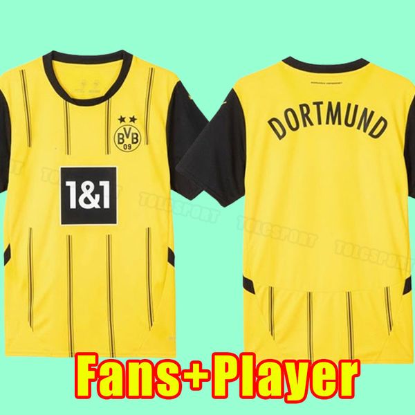 Haller Soccer Jerseys 24 25 Camisa de futebol Reus Dortmund Neongelb Bellingham Hummels Brandt Men Maillot De Foot 2024 2025 Fãs Jogador Versão Men Kit