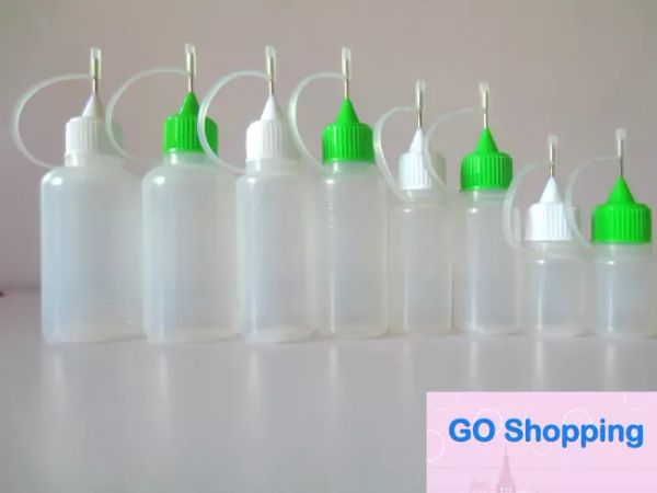 Bottiglia top vuota da 3 ml da 5 ml 10 ml 15 ml 20 ml 30 ml bottiglia di ago da 50 ml per succo di succo d'occhio bottiglie di gocce di plastica con punte in metallo