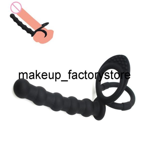 Massage sexy Doppel -Penetration Penis Ring Armband Dildo Anal Butt Plug Sex Spielzeug für Frauen Mann Perlen Massage Paare Spielzeug Erwachsener GA8506208