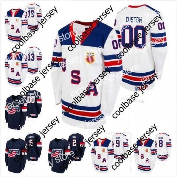 Хоккей в колледже носит Thr USA U18 Команда № 11 Trevor Zagras 2021 Biosteel All American Game Home Away Jersey 6 Jack Hughes John Beecher Mic 280c