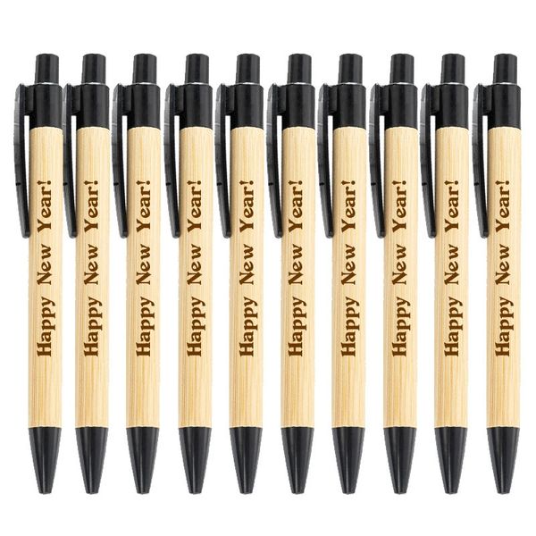 10-100pcs Bamboo personalizado canetas esferográficas de caneta de caneta Office Supplies Grave Personalizado Baptist Holiday Presente 240507