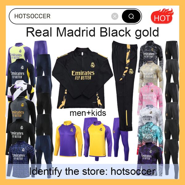 23 24 25 Real Madrid Trainingsanzug Männer und Kinder Halb -Reißverschluss -Jacken Fußball Sportbekleidung Set Tracksuit Set Chandal Futbol Survey 2024 2025 Madrid Training Jackets