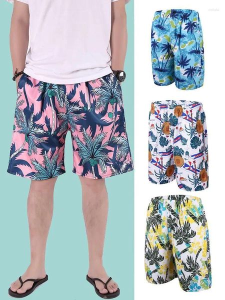 Мужские шорты 2024 Летние пляжные брюки Большой размер быстро сухой рыхлый тонкий пятиточечный спортивный цветок 032