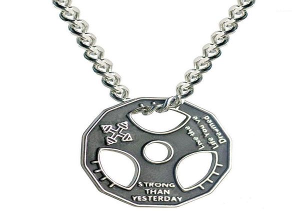 Colares de pingentes de colar de halteres halteres de aço inoxidável Placa de peso de barbell masculino Mulheres ginástica Motivação Hipp Hip Hop Jewelry19637279