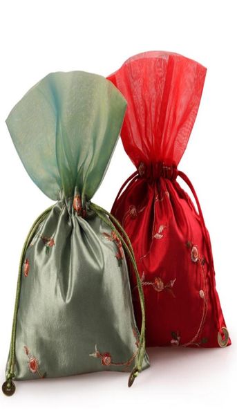 Frutas bordadas em retalhos bordados bolsa de jóias grandes artesanato de pano de cetim empacotamento de estacas de estojo de chá de chá de lavander