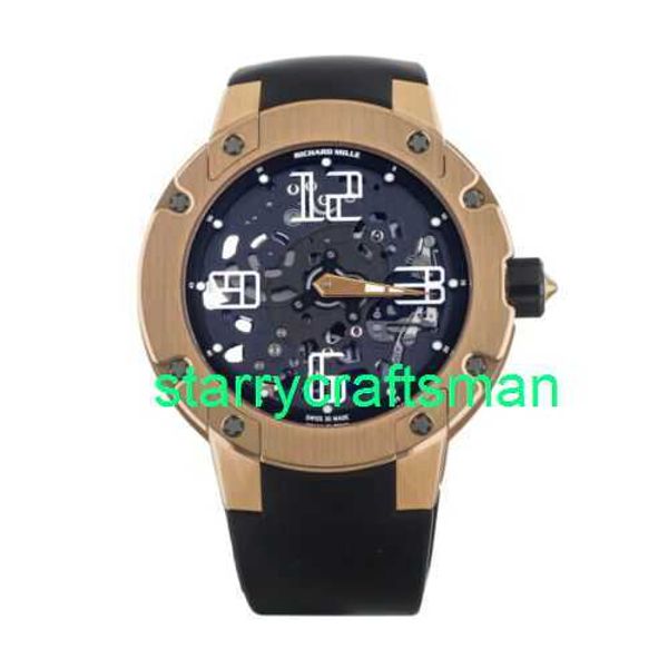 RM Relógios de luxo Relógios mecânicos Mills RM033 Ultra Flat Rose Gold Rubber Band 46mm RM033-AD-RG Conjunto completo STZ4