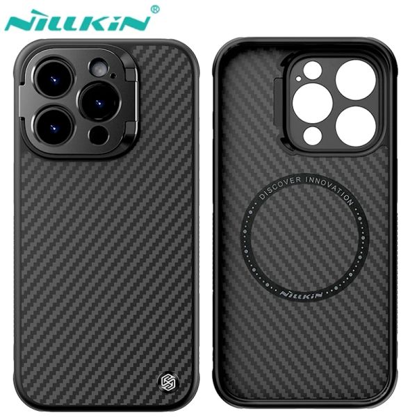 Случаи Nillkin Magnet Aramid Carbon Camera Protector I Крышка телефона для iPhone 14 15 Pro Max 14pro 15pro i14 i15 Magsafe macsafe