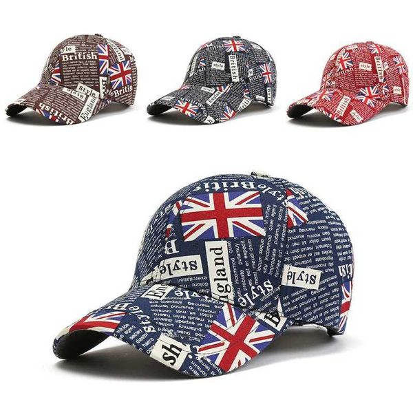 Ball Caps Women Spring Fashion Caps in Inghilterra Stampa bandiera britannica Cap da baseball regolabile Cappello da sole estivo per donne Gorras T240508