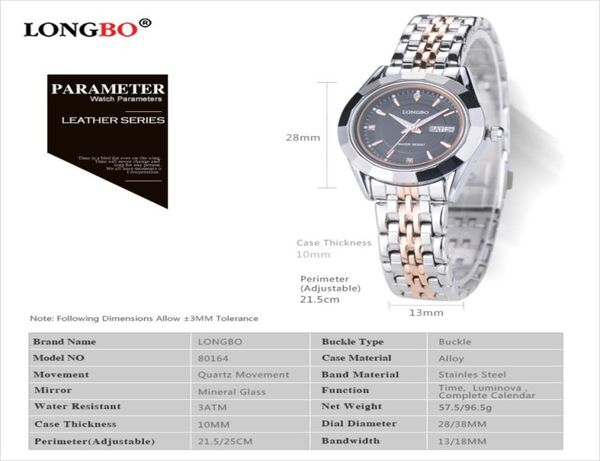 Longbo Relogio Masculino Luxus Marke Full Edelstahl Analog Display Datum Quarz Uhr Business Watch 801645591923