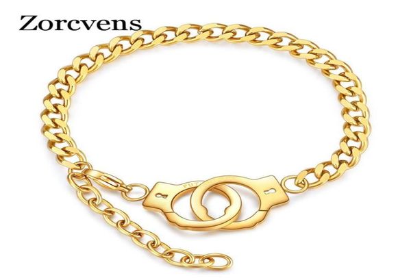 Zorcvens Modepaar Armband Handschellen für Frauen Männer Edelstahl Gold Farbarmbänder Accessoires Juwel Whole 6HB59068311