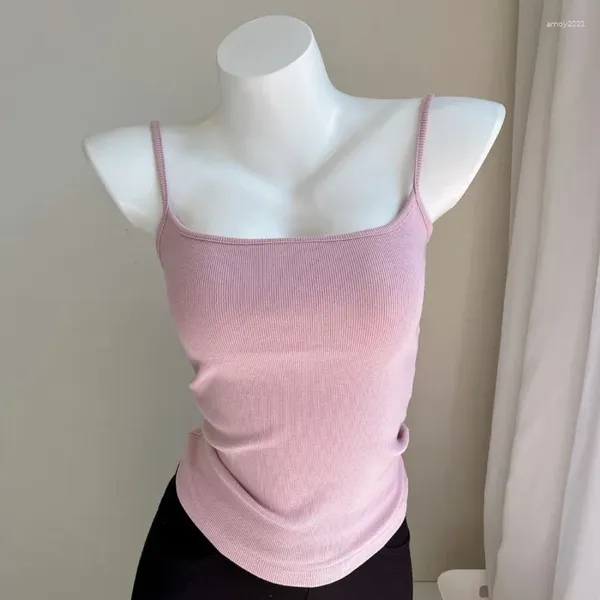 Serbatoi da donna 4 colori camisole Donne dolci estate slim club sexy stile coreano solido all'interno di abiti di base casual y2k top estetici