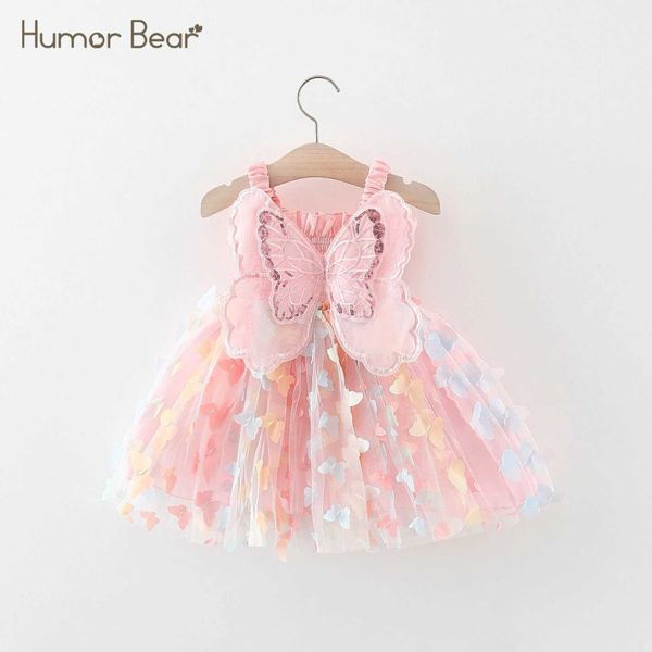 Vestidos de menina diversão urso de fantasia rosa asas de borboleta de festa vestido de festa duplo pura vestido de pré-escolar de princesa 0-24ML2405