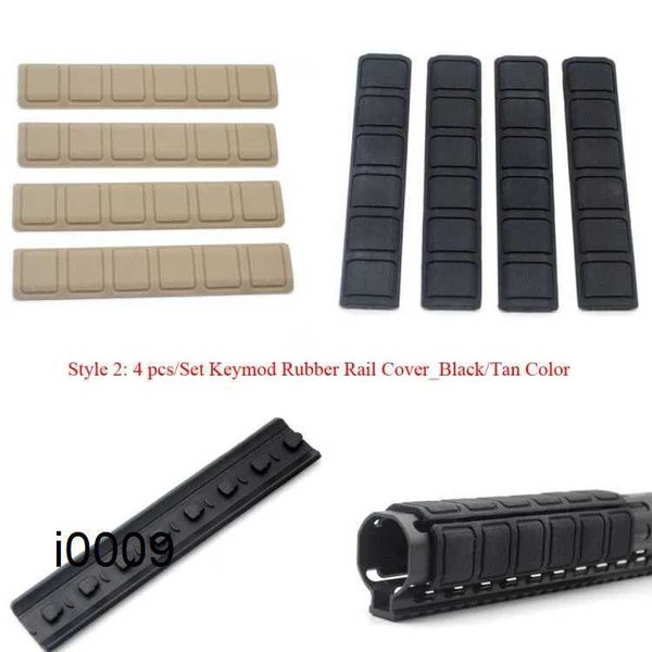 Teile Handschützer Protektor resistente Gummi -Schiene -Abdeckung Quadratstil Keymod Rail 4pcs/set_black/tan farbloser Versand