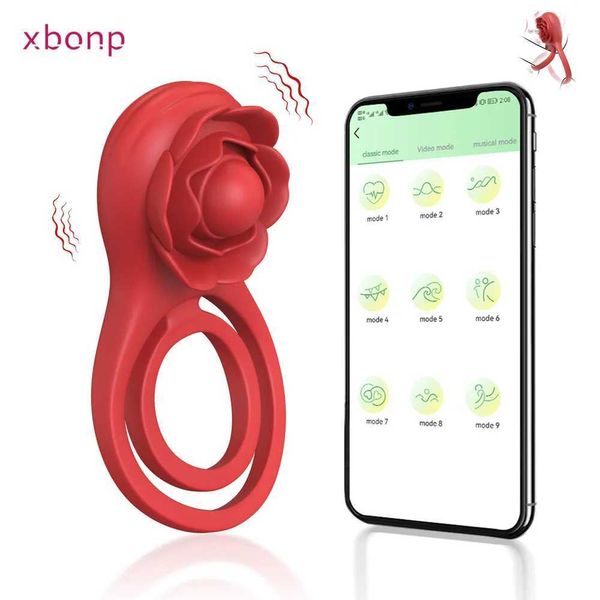 Outros itens de beleza de saúde Bluetooth App Cockring Penis Ring Vibrator for Men Women Clitoris estimulador de pau anéis de pau Ejaculação s para o casal y240503