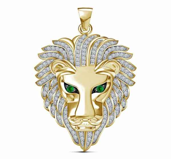 10K желтого золота 3D Lion Head Alist Pendant Prende Charm 220ct 24 quots Chains Crown Men039s Punk Jewelry8745397