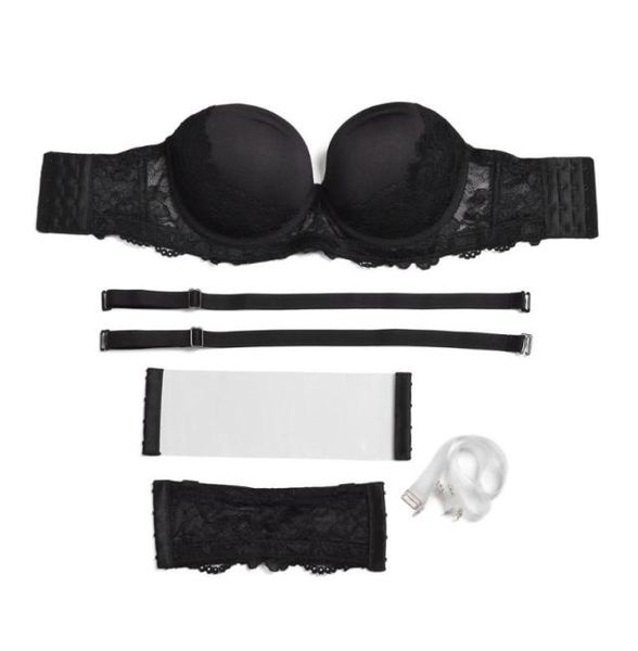 Bras Ladies Women39s Unsichtbare Träger sexy BH Halftersturz trägerloser Push Up Tasse Unterdraht gepolsterte Spitze Bralette Dessous2198696