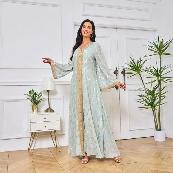 Ethnische Kleidung Middle East Dubai Abendkleid Muslim Kostüm Bottom Greife Blume Stempelmodestil Robe