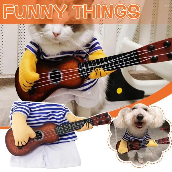 Abbigliamento per cani vestiti per animali domestici Funny Guitar Abito da cowboy Accessori in stile per le forniture per gatti W8J3