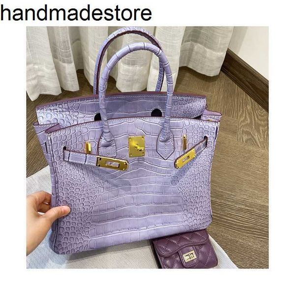 Bychance 2024 BAG BK Early Platinum Spring Head Strato di mucca in mezzo fragrante taro viola Crocodile Modello a spalla singola traversa vera vera pelle fatta a mano