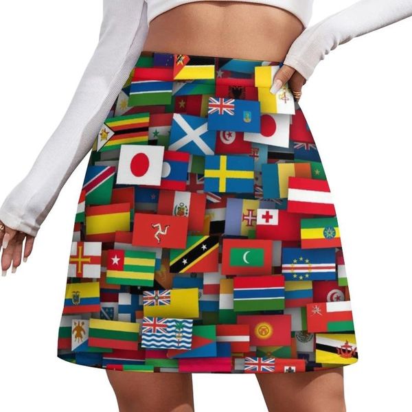Etekler tüm ülkelerin bayrakları dünya mini etek kadın kadın giyim trend 2024 yazlık elbise sevimli