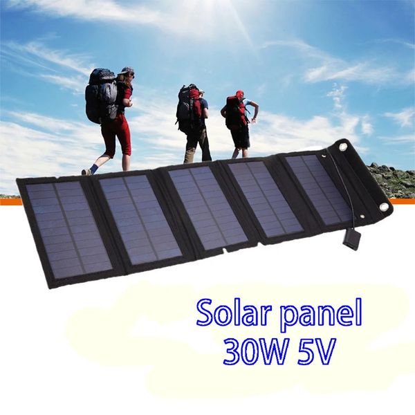 Солнечные элементы 30 Вт Povoltaic Panels USB -зарядная система батарея v 5V Портативная гибкая складная энергия SunPower Sount Set 240508