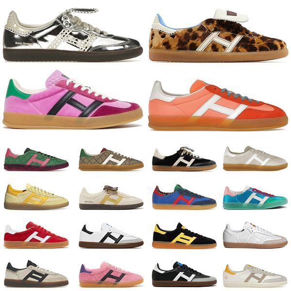 AAA Qualidade Wales Bonner Sapatos Leopard Print Spezials Designer Sapatos Homens Mulheres Mulheres Rosa Prata Metálica Esportiva e Rica ao ar livre Tênis de tênis de sapatos ao ar livre