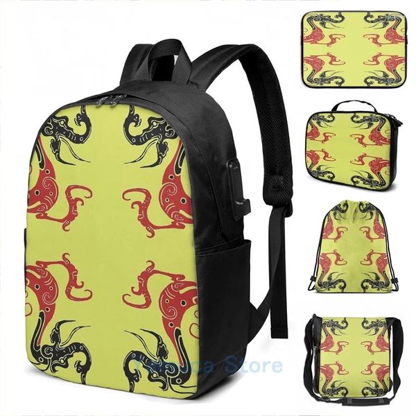 Impressão gráfica de mochila emparelhada com a profundidade da alma Let Yourself Charge Men Bags Escola Mulheres Bolsa de Viagem Laptop