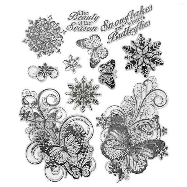 Garranhas de armazenamento folhas criativas de carimbo floral transparente TPR Clear Fluste Decorativa Fluste Butterloy Carimbos para DIY Scrapbooking Craft PO