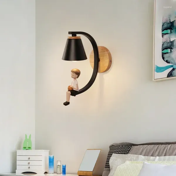 Стеновые лампы спальня прикроватная лампа Nordic Simple Modern Modern Living Founk Paine Poanle Creative Cartoon Demorative Decorative