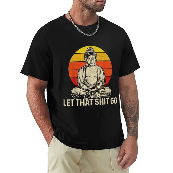 Herren-T-Shirts Buddha Medikamente lass es gehen Vintage Lustige Yoga Geschenk T-Shirt Top Boys Hippie Kleidung Herren Heavy Duty T-Shirtl2405