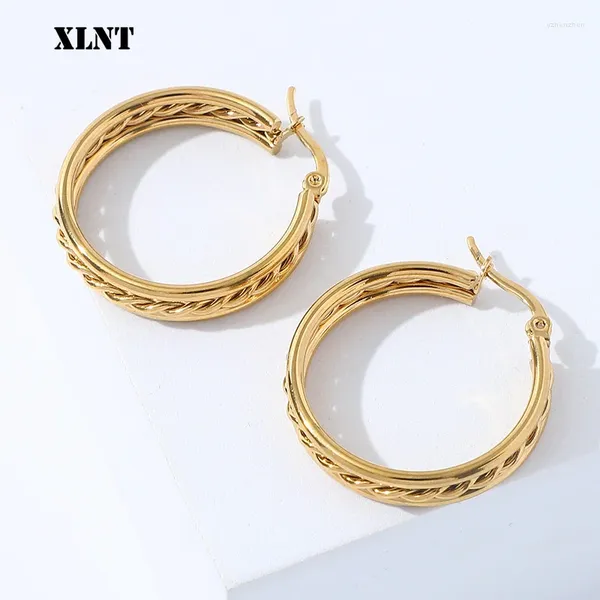 Hoop Ohrringe Xlnt Mode Gold Farbe Übergröße für Frauen Weit großer Metall runder Kreis Statement Vintage Jewelry Geschenk