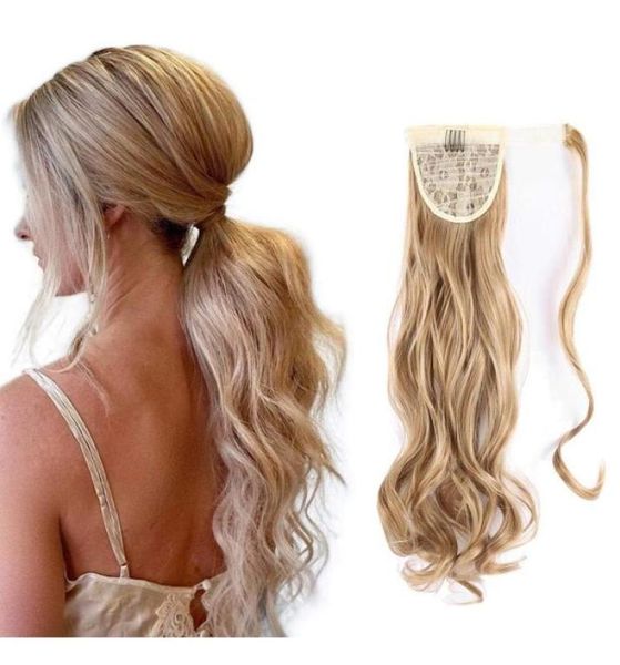 Long Wave -Clip in synthetischen Pony Schwanz Hitzefante falsche Haare Erweiterung Wrap Round495295