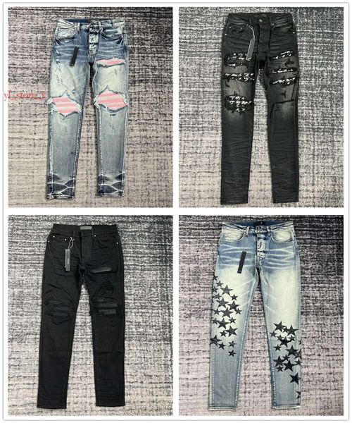 Amrir Jeans Paris Amrir Kot Pantolon Mor Kot Tasarımcı Kot Pantolon Erkekler İçin Jean Tasarımcı Kot Men Yüksek Kalite 24 Yeni Stil Siyah Kapalı Yeni 4274