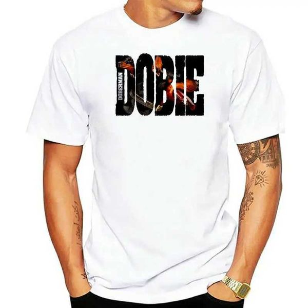 T-shirt maschile Dobie White T-shirt Dog Doberman Pinscher Tee Dobermann J240506