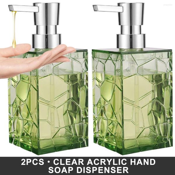 Bottiglie di stoccaggio 2 pcs Dispenser di sapone per le mani 320 ml/10 once di liquido acrilico Liquido Decorativo per il banco del bagno