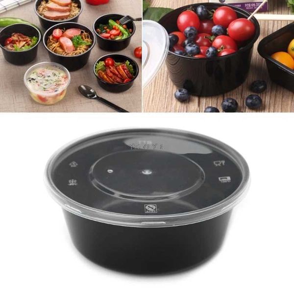 Loucaria de jantar descartável Hot Salking 10 Dispositável Plástico Bowls Boxes de alimentos Caixas de armazenamento com tampas Q2405071