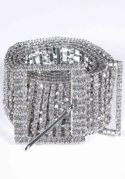 Cintura di strass di alta qualità hitie per femmina femmina femmina di lussuoso cristallo argento diamante a catena cintura di nozze con fibbia in metallo Q06222840755
