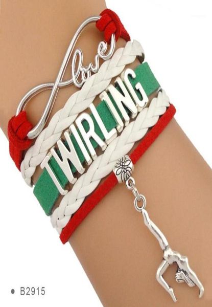 Infinity Love Girling Majorette Batões Presente para Twirlers Ballerina Ballet Dancers Bracelets para Women17482082