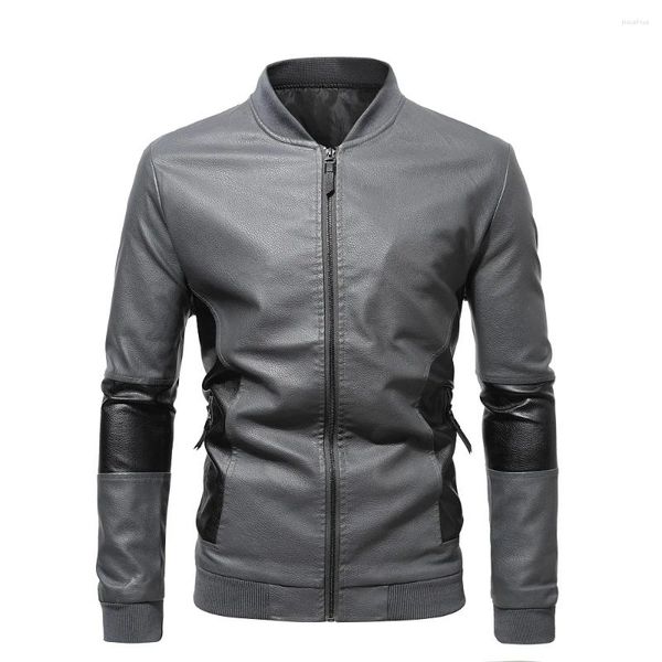 Jackets masculinos Autumn e Winter Stand Collar Motorcycle Casual Splicing Casual for Men