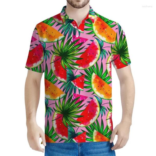 Polos maschile colorato di anguria polo per la polo da uomo donna Summer harajuku a maniche corte magliette per bambini hawaiano 3d t-shirt di frutta stampata